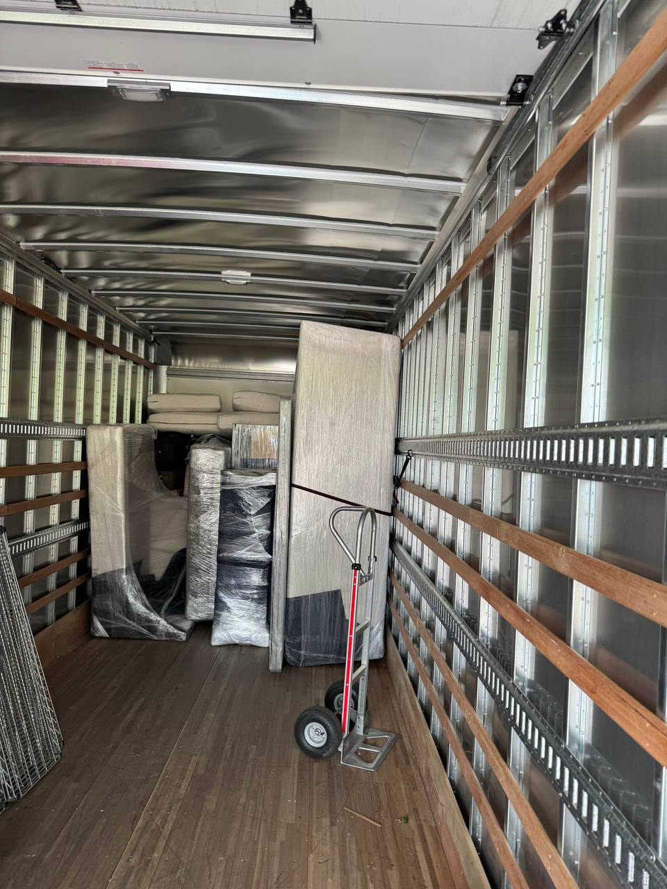 Moving boxes and furniture in a truck