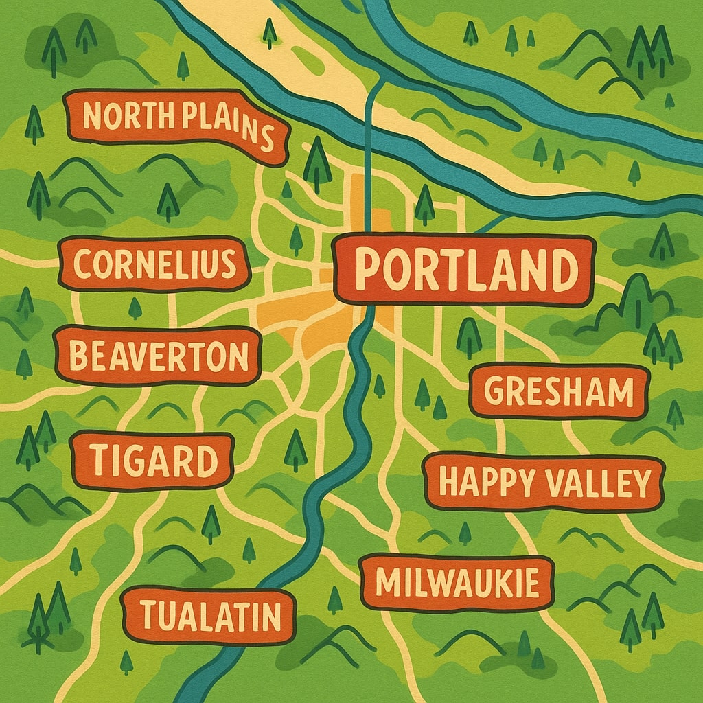 EasyMove PDX service area map – Portland metro and nearby cities
